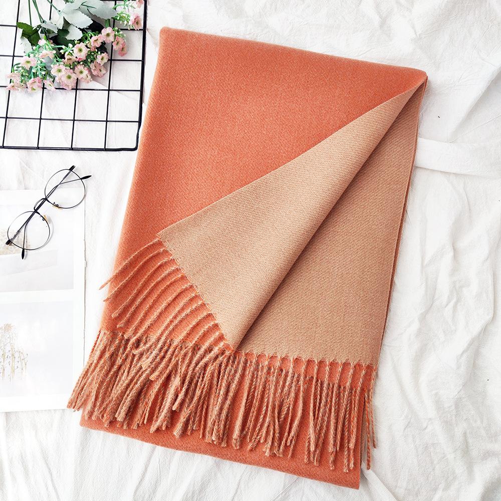Thickened Solid Color Double Sided Imitation Cashmere Scarf Autumn and Winter Atmosphere Women's High End Versatile Men's Scarf Warm Shawl