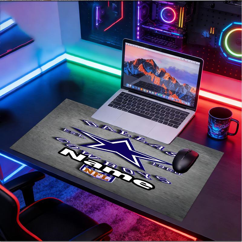 Custom Name Personalized Dallas Cowboys Pattern Mousepad, Laptop PC Desk Mat, Decorative Desk Mat for Home Keyboard Pad Gift