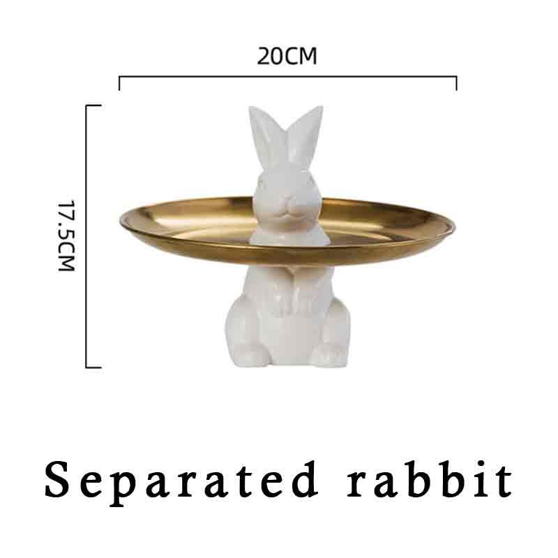 Интерьерная керамическая статуя кролика из нержавеющей стали, металлический золотой поднос для ключей, декор, скульптура животного, многофункциональный входной держатель для предметов