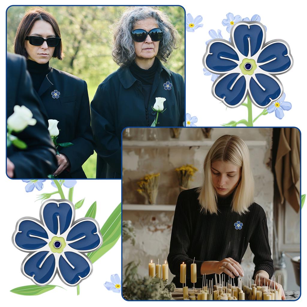 Значок-булавка «Незабудка» Памятные значки Оптом Празднование жизни Похоронные сувениры Болезнь Альцгеймера Деменция Цветок незабудки Значок на лацкан