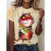Women's TShirt Cat Print Design Harajuku Casual Short Sleeved Top Fashionable Trend Clothing