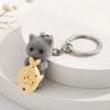 Animals Flocking Cat Keychain Flocking Cat Plush Keychain Fuzzy Cat Keyring Couple Gifts