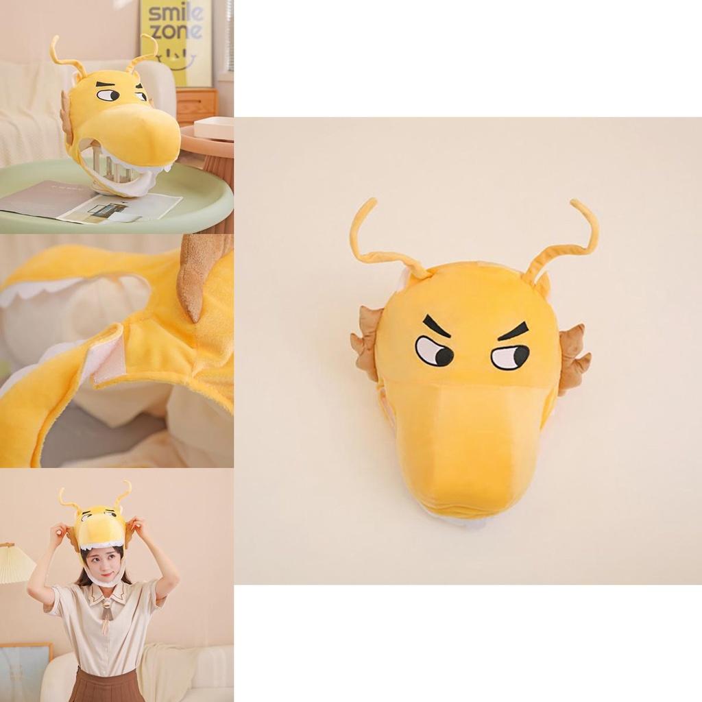 Оптовая Золотая шляпа с головой дракона для фотореквизита и выступлений, мультяшная плюшевая шляпа, талисман года)