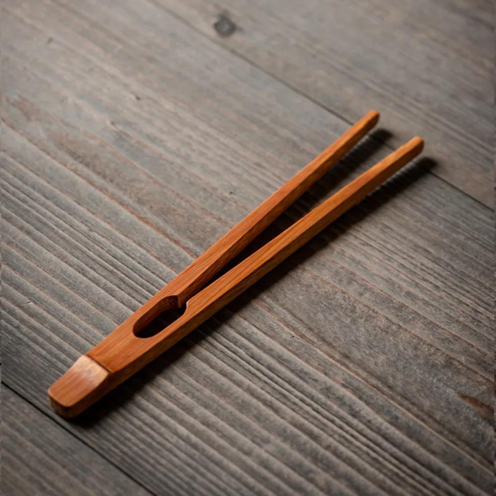 New Bamboo Wood Tea Clips Safe Straight Tea Utensil Tweezer Durable Food Toast Salad Tongs Kitchen