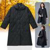 Woman Winter Lightweight Down Cotton Coats Puffer Jacket Warm Quilted Padded Jacket Simple Plaid Long Outerwear Parkas