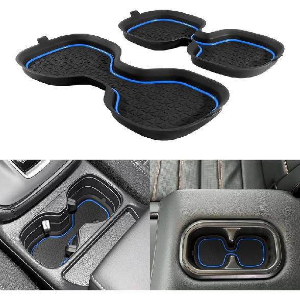 For Honda CRV Accessories  2024 2025 2026 3D Cup Holder Center Console Liner Erts Silicone Anti-Dust Mat Pad Interior Decoration (2 Pcs, Orange Trim)
