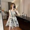 Summer Women's Flower Printing Dresses Sweet Slim Floral Suspender Dress