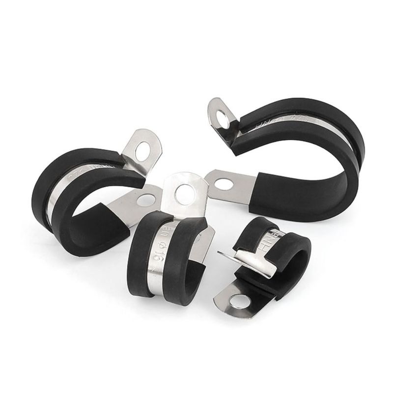 6-50mm Stainless Steel Hose Clamp Rubber Lined Clips Wiring Hose Clamp R-Type Pipe Mounting Fix Bracket Cable Fasteners Hardware