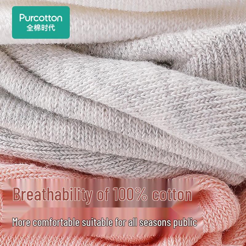 PurCotton Women's Cotton Crew Socks 4-Pair Set