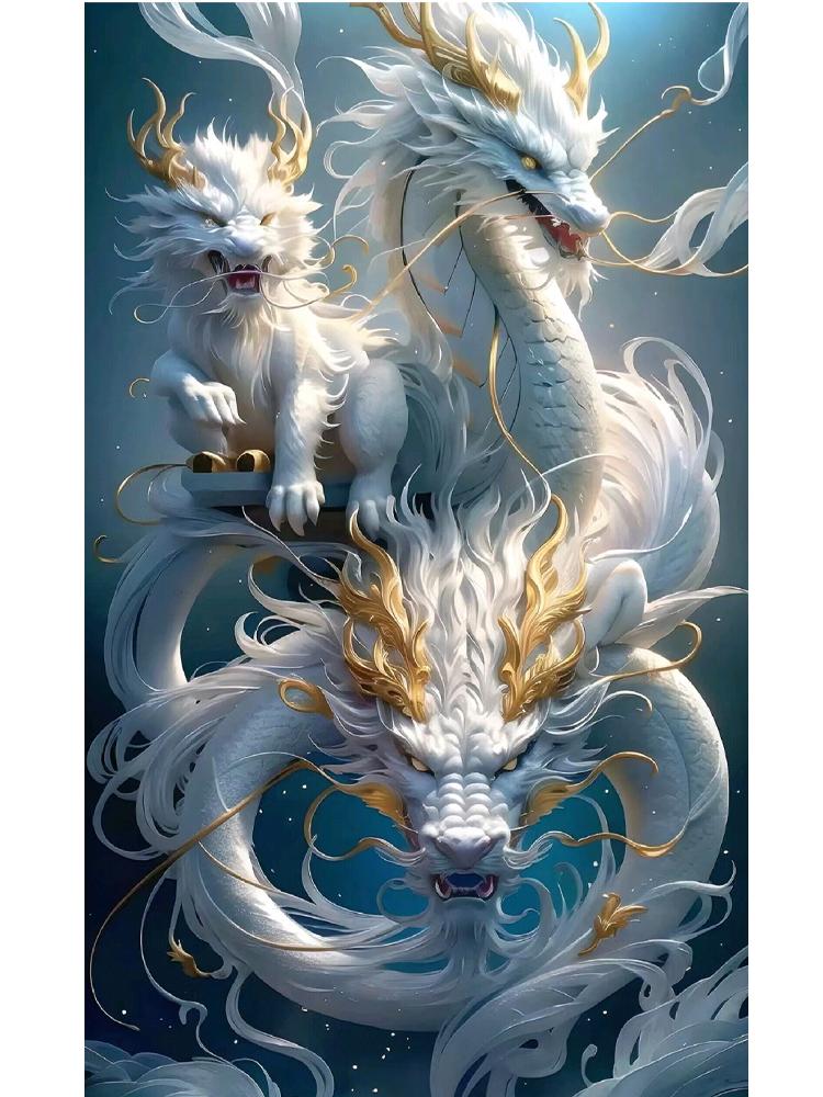 2024 New 5DDIY Diamond Painting Fantasy Chinese Wind Dragon Decoration Myth Twelve Zodiac Animals Painting Wall Art  Decoration
