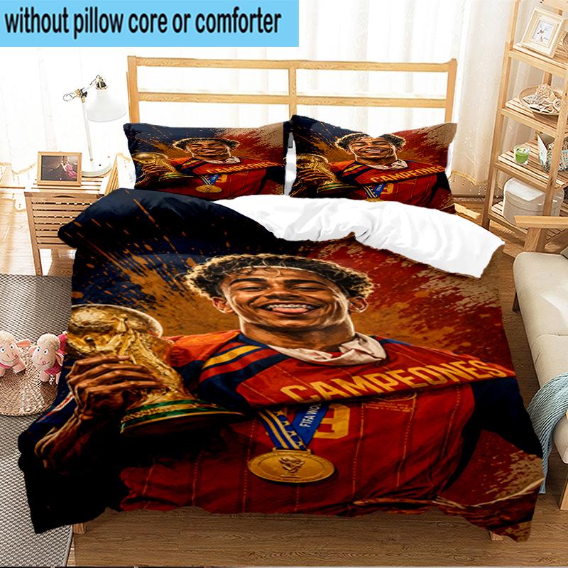 3PCS Football Spirit Ya-mal Bedding Set,Including 1pc Duvet Cover And 2pcs Pillowcases Perfect for Bedroom, Dormitory, Fan Christmas gift