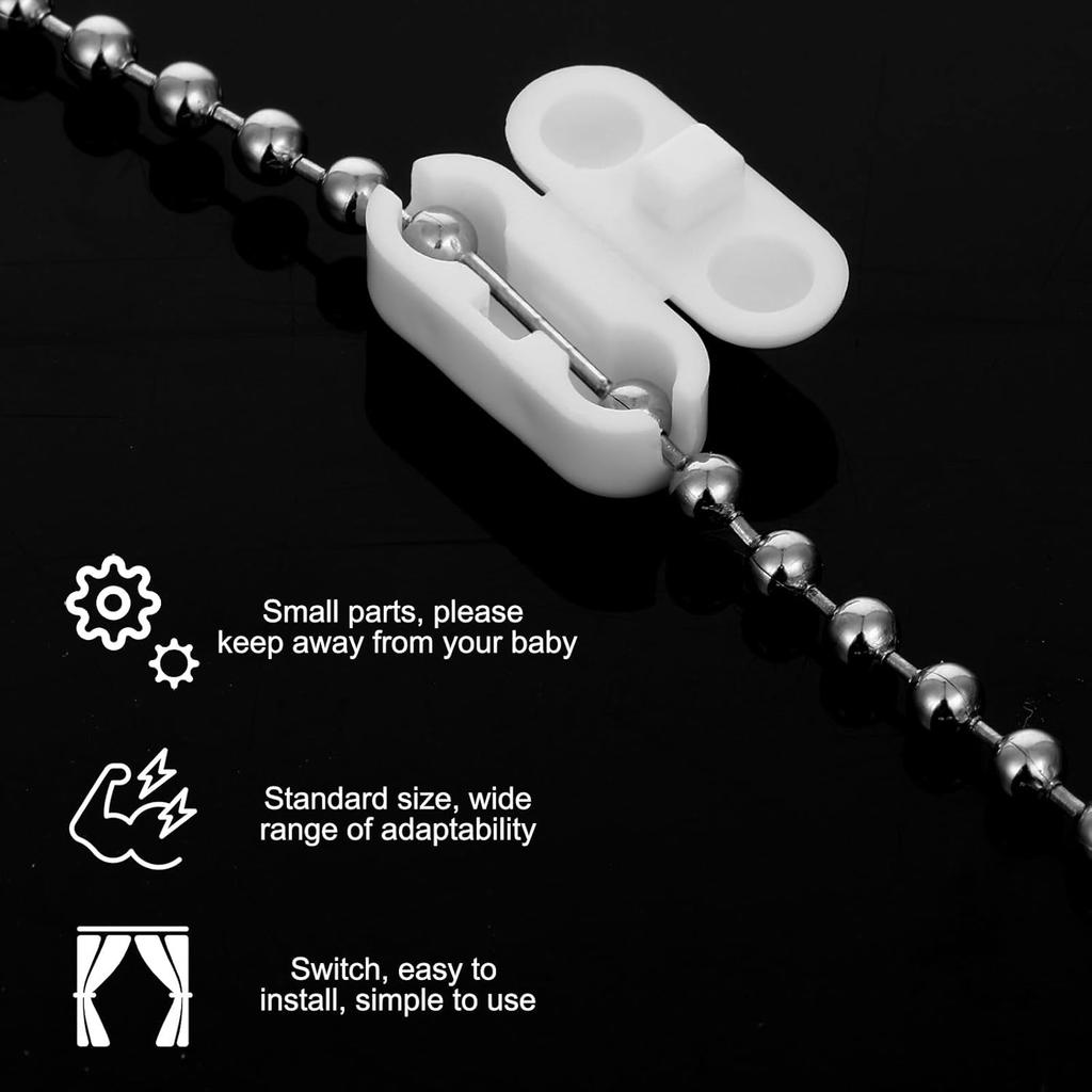 Ball Chain Connectors 30 Pcs Roller Shade Beaded Connector White Plastic Beaded Chain Connector Connector Clips for Blind Cord Vertical Roman Roller