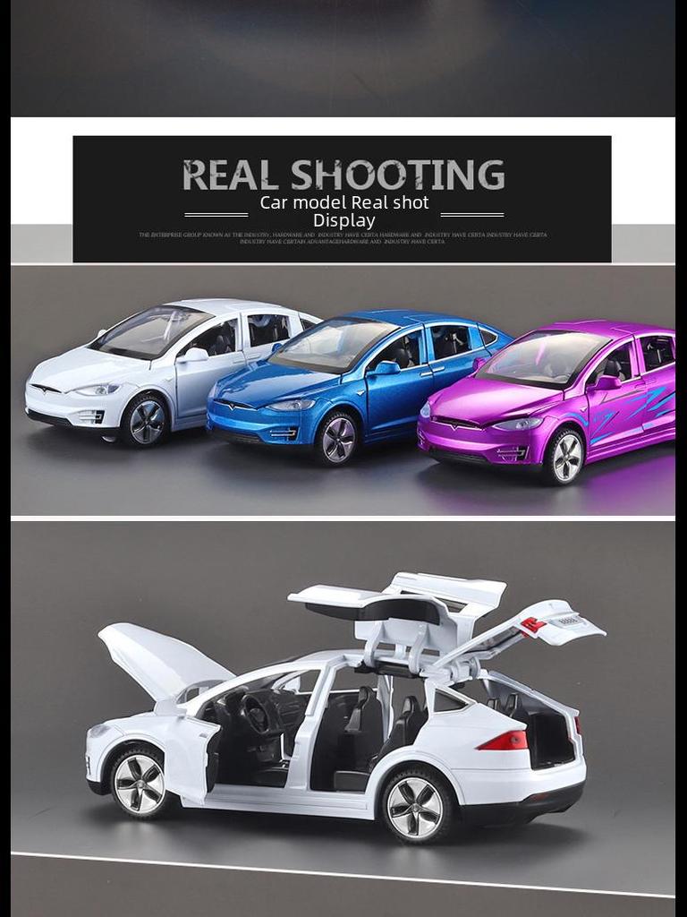 1:32 игрушечных литого автомобиля Tesla Model X со звуком, светом и открывающимися дверями - инерционный механизм для детей.