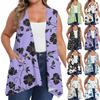 Women's Oversized Loose Casual Printed Sleeveless Vest With Pocket Cardigan Jacket Cardigan Jacket