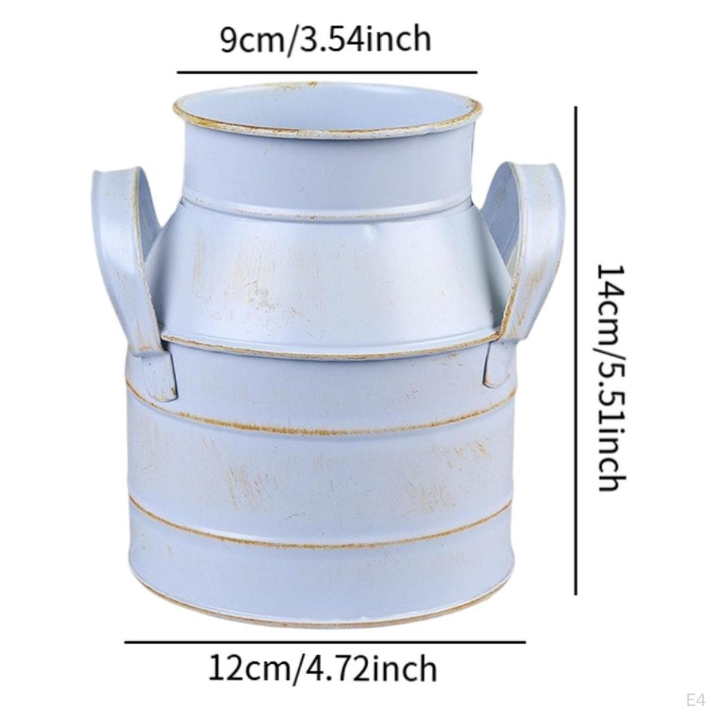 Floral Bucket Flower Vase Iron Planter Milk Can Jug for Patio Home Table Centerpieces