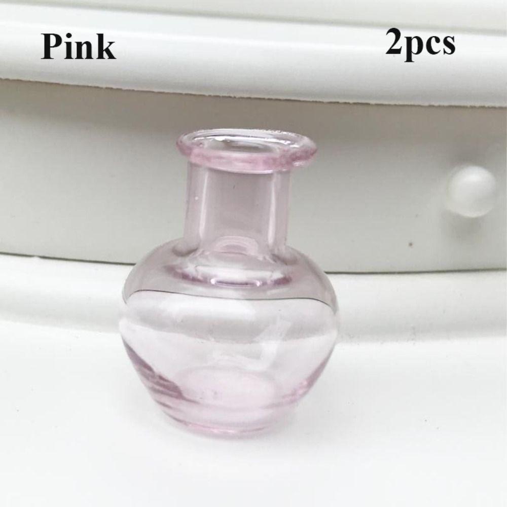 2pcs 6 Colors 1:12 DIY Kitchen Ornament Mini Glass Vase Doll House Decora Dollhouse Miniatures Vase