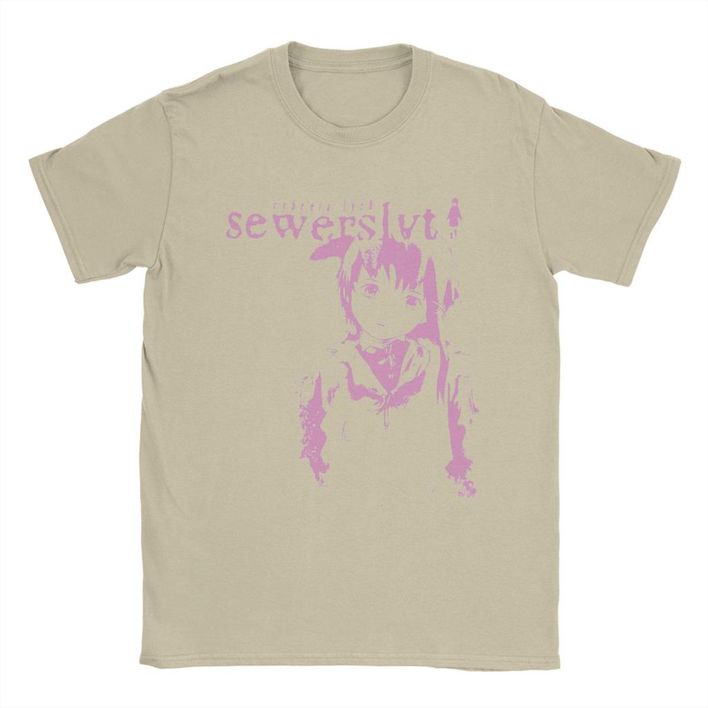 Serial Experiments Lain T Shirt Men Pure Cotton Vintage T-Shirt Crewneck Tees Short Sleeve Tops Plus Size