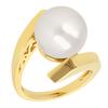 Gold Plated Ring 'Perla' Golden Ivory - Pearl 12 Mm