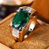 Мужское Женское Кольцо с Камнем Зеленый Циркон Модное Цвет Желтого Золота Обручальное Милое Свадебное Украшение Подарок для Женщин Мужчин