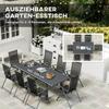 Aluminium Extending Garden Table with Slatted Top for 6-8 Person, 160/220 x 90 x 73 cm, Grey