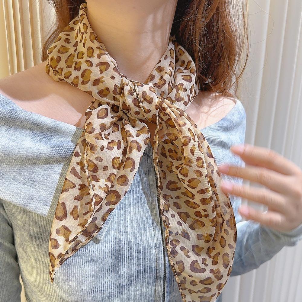 Thin Headband Leopard Print Neckerchief Fashionable Hairband Women