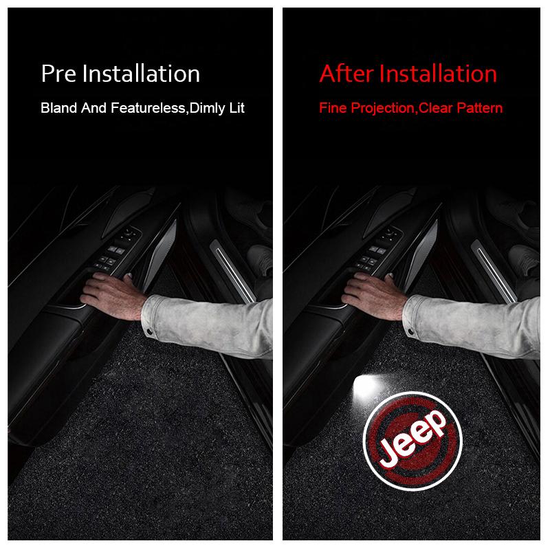 CNF1 Car Door Projection Welcome Light Laser Illuminated Ambient Light For Jeep Grand Cherokee Wrangler JK Gladiator Compass Renegade