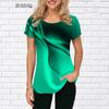 Градиентная графика женские футболки летние короткие рукава 3D тай-дай принт уличная женская футболка свободные повседневные топы оверсайз футболка