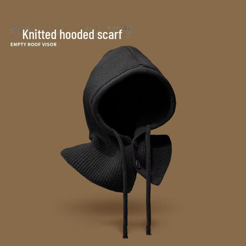 Женская зимняя вязаная шапка-балаклава с шарфом и наушниками