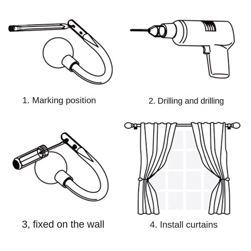 2Pcs Vintage Style Curtain Holdbacks U-Shaped Wall Mounted Tieback Hooks Fixed Elegant Drapery Tie Backs Bedroom