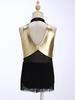Kids Girls Cha-cha Salsa Latin Dance Costume Shiny Sequins Halter Sleeveless Mesh Waist Keyhole Metallic Back Tassels Leotard Dancewear
