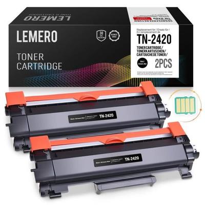 2 совместимых картриджа тонера LEMERO Brother TN-2420 TN2420 TN2410 [с чипом] для HL-L2310D HL-L2350DN HL-L2370DN HL-L2375DW