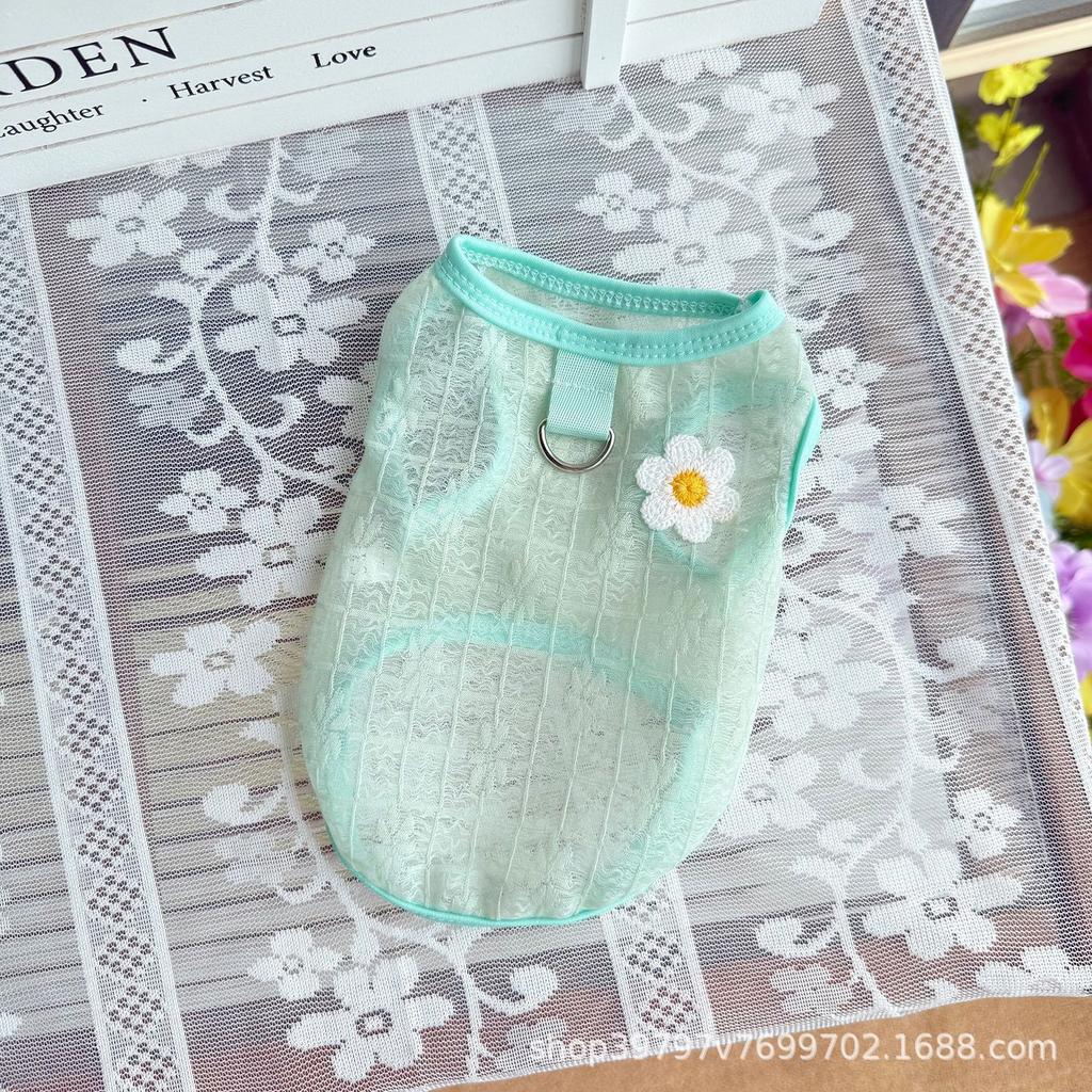 Summer Mesh Breathable Skirt Dog Cat Clothes Vest Sun Protection Hair Loss Princess Wind Than Bear