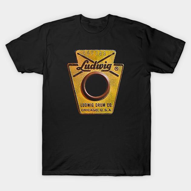 Asian Size Men Black Print T-shirt Ludwig Badge Worn No-Cut Heat Transfer Print Cotton Tshirt