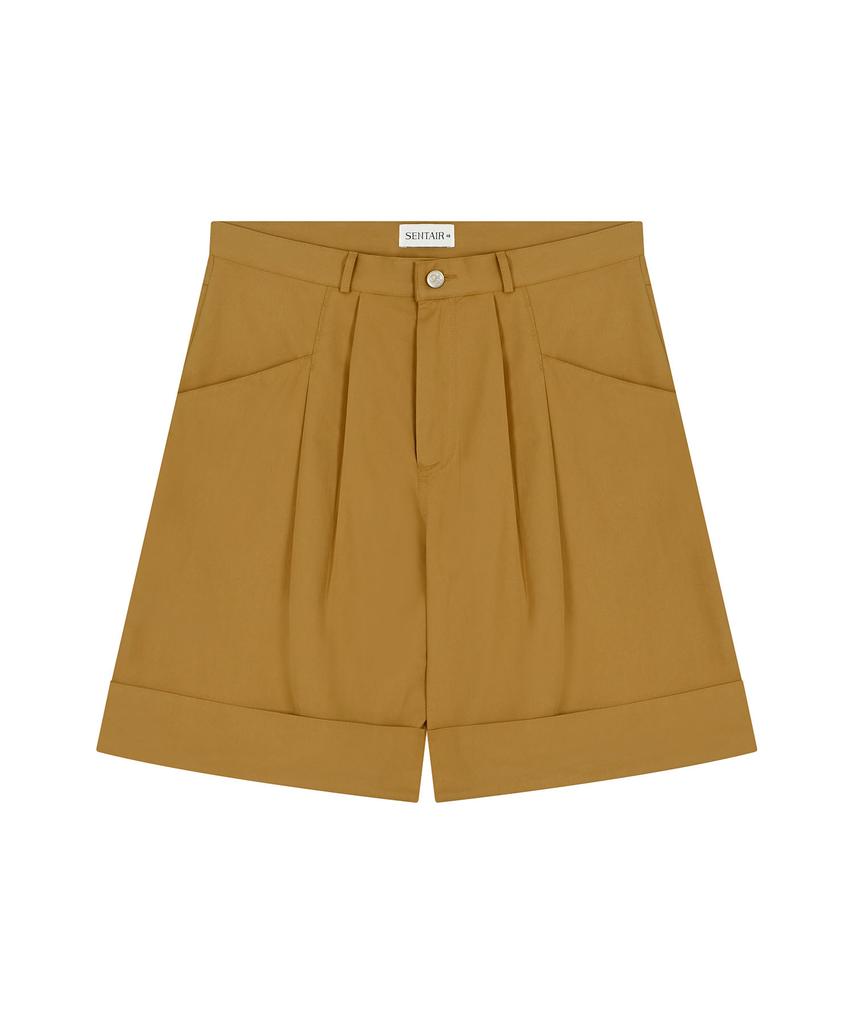 SENTAIR Turn-Up Wide Bermuda Pants_Camel