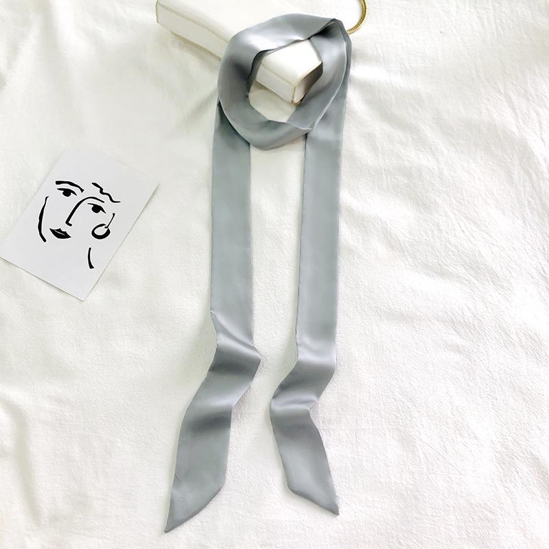 Women's Solid Silk Ribbon Scarf: Thin, Long, Narrow Neck Tie & Shirt Accessory