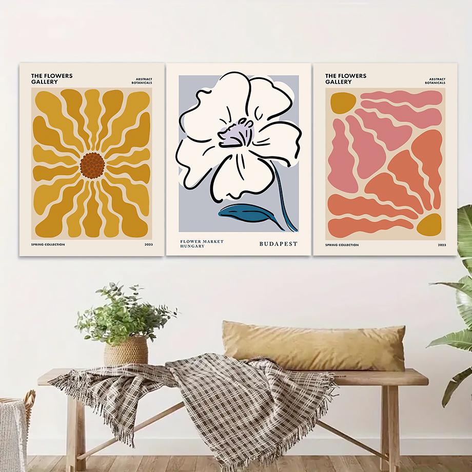 Flowers Wall Art Posters Gallery Abstract Prints Canvas Decorative Painting Wall Decoration Mural Pictures For Living Room Decor