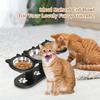 Поднятая кормушка для кошек с 3 мисками и черными кошачьими ушками, рама из массива дерева и миски из нержавеющей стали, стойка для кормления домашних животных для нескольких кошек в помещении