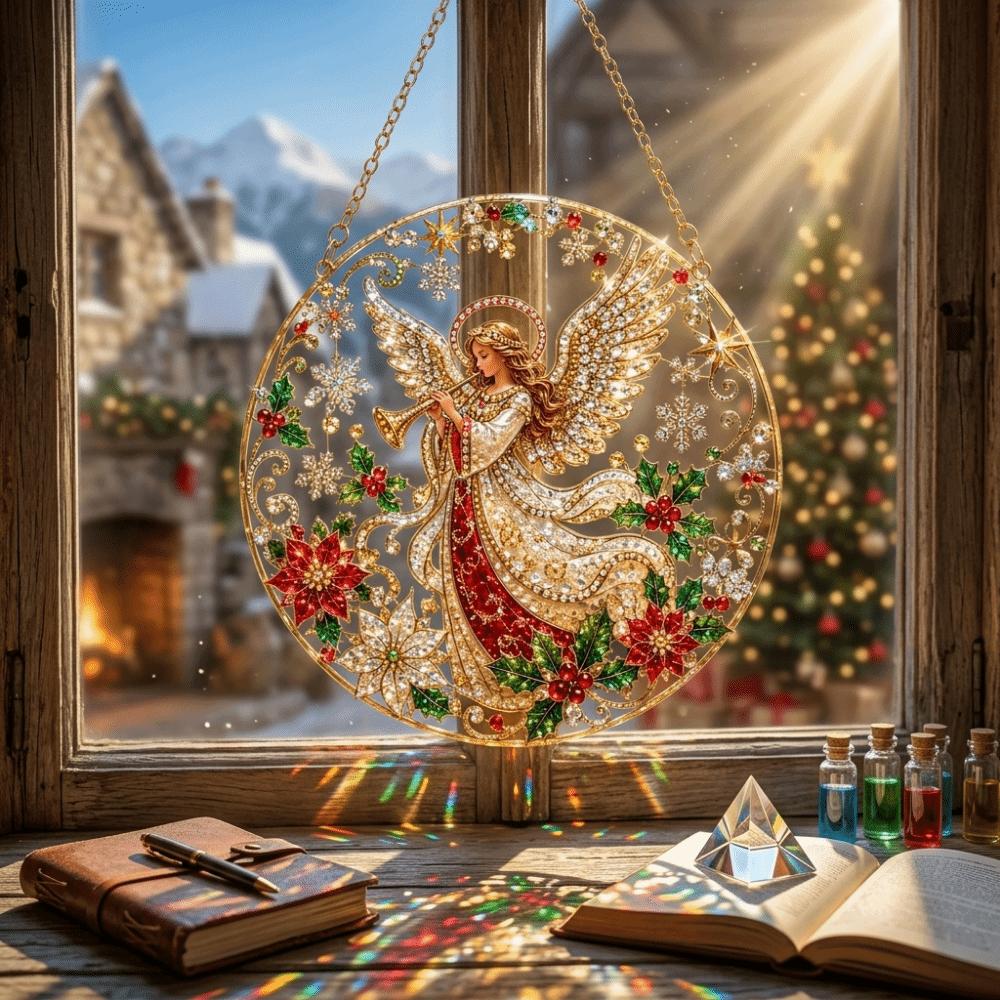 2D Flat Xmas Hanging Decor Shiny Christmas Tree Decor Festival Supplies Sun Catcher Party