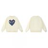 Japanese Style Couple Sweatshirt Polka Dot Embroidery Round Neck Loose Fit