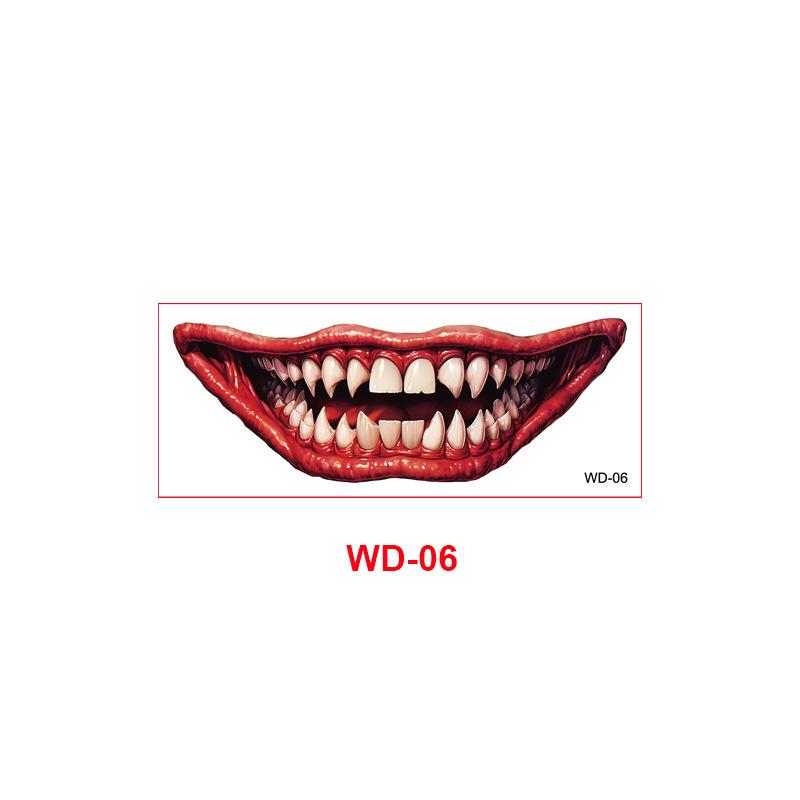 New Halloween horror big mouth tattoo sticker party party fun makeup thriller DIY mouth makeup sticker