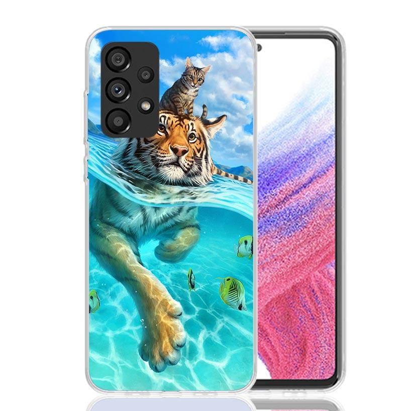Крутой чехол для телефона с изображением большого кота-тигра для Samsung Galaxy A13 A14 A15 A16 A17 A53 A54 A55 A56 A33 A34 A35 A36 A23 A24 A25 A26 A05S