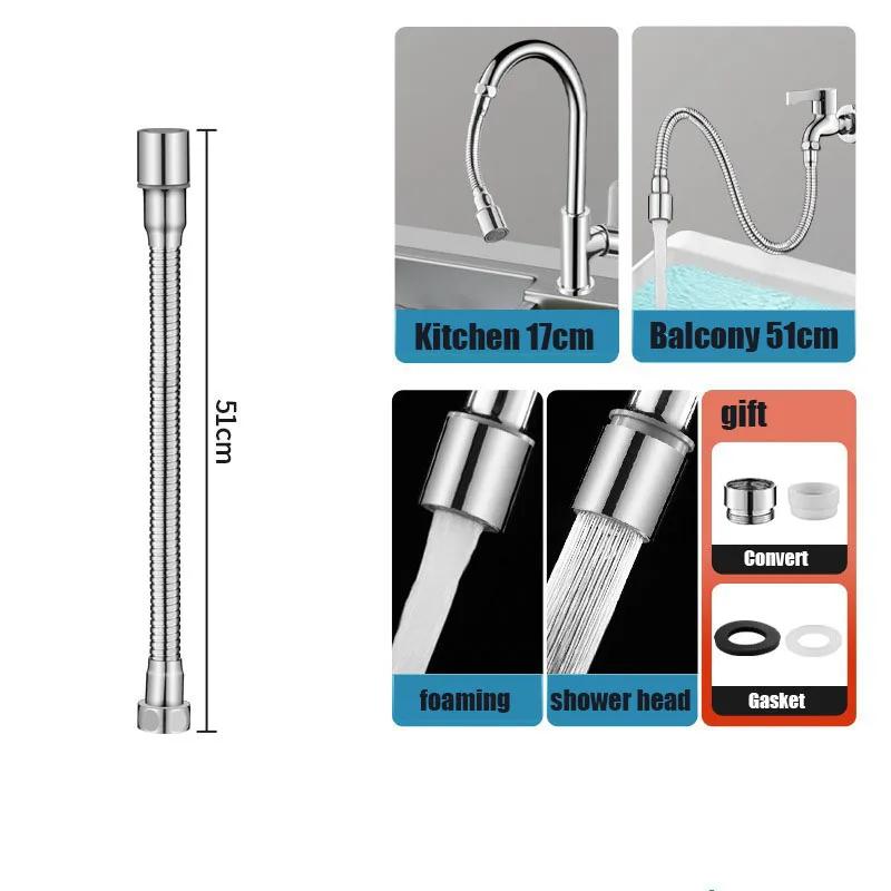 1080° Rotation Stainless Steel Kitchen Faucet Sprinkler Extender Bubbler Water-saving Device Lengthening Splash Sprinkler Spray