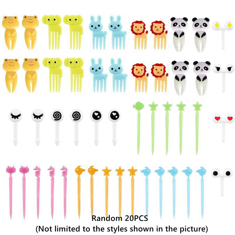 Animal Fruit Fork Food Grade Plastic Mini Cartoon Kids Cake Fruit Toothpick Bento Lunch Bento Accessories Party Decoration Gift