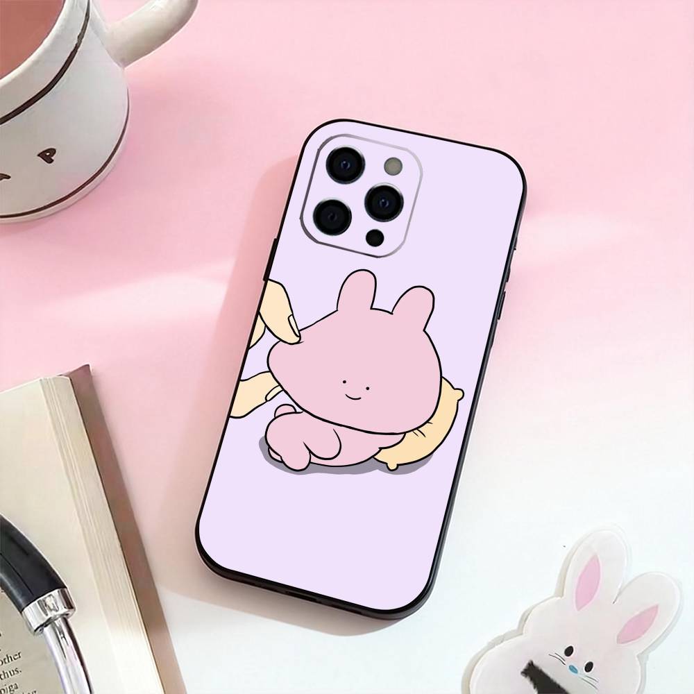 CUTE A-Asamimichan Phone Case For iPhone 17,16,15,14,13,12,11 Plus,Pro Max,Soft Silicone Black Cover