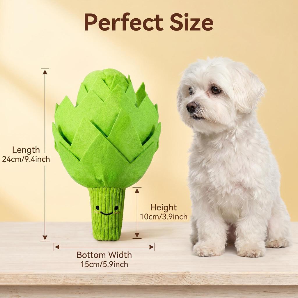 Artichoke Squeaky Snuffle Plush Toy, Treat Hide Chew Toy for Puppies Small Dogs Cats Teething Play