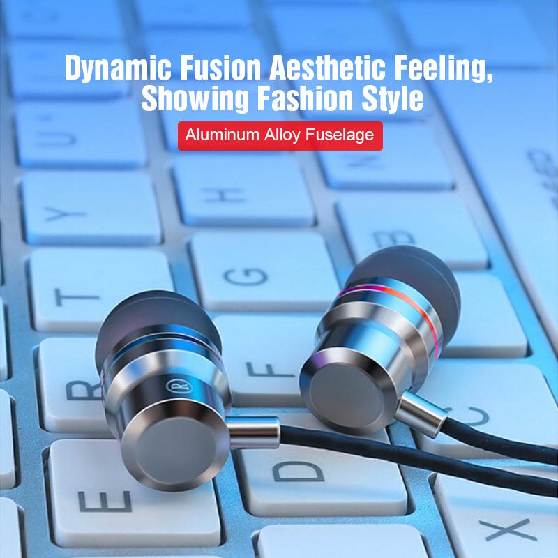 Модные металлические наушники, звуковая камера, линия тела, проводная музыка, стереонаушники с тяжелыми басами, наушники-вкладыши