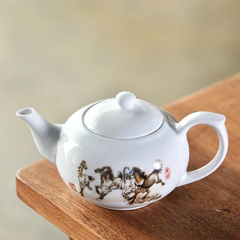 Чайники с кракелюром цвета селадона, традиционный чайный сервиз, черный чайник для улуна, керамический чайник, посуда для напитков с цветущим цветком