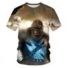 Summer Round Neck 3D Godzilla Pattern Printed Top Fashionable Casual Short Sleeved Children's Boy T-shirts