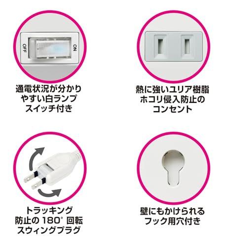 Kashimura Compact Switch with Lightning Surge Protection, 4 AC Power Strips, 1 USB-A, and 1 USB-C, PD20W Charging Support, 1.2m, NAC-058