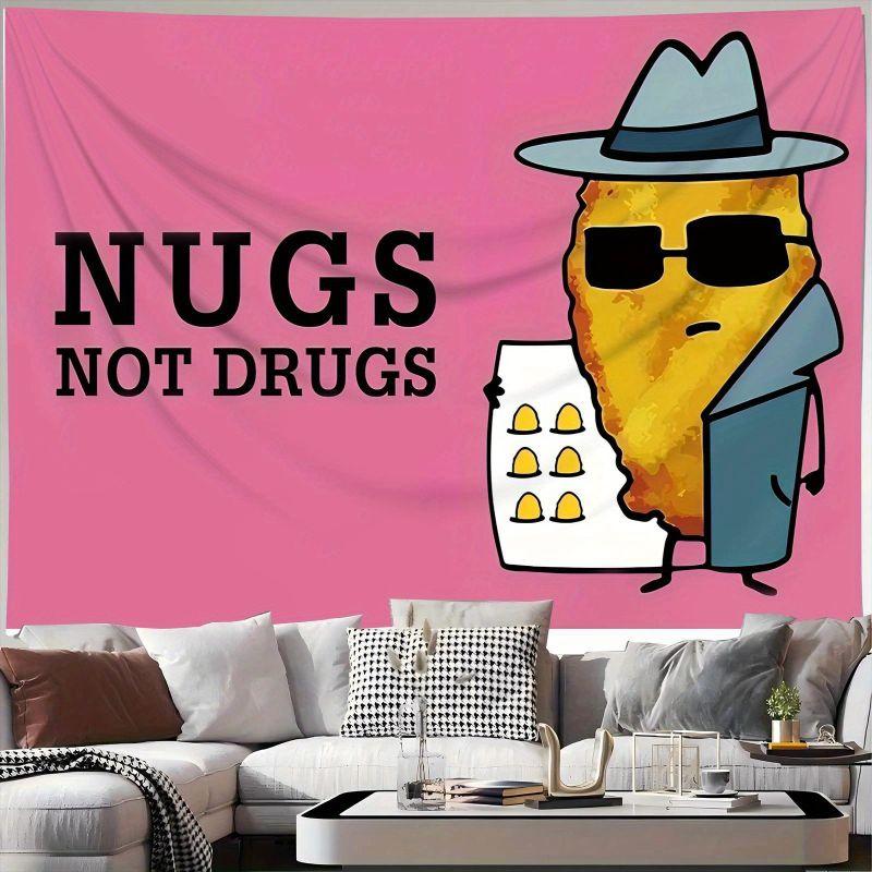 Nugs Not Drugs Funny Chicken Meme Tapestry Internet Viral Wall Hanging Bedroom Dorm Home Decor